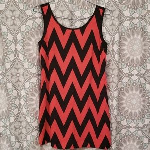Womens black and pink chevron print dress
